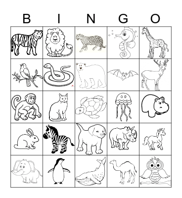 ANIMALS Bingo Card
