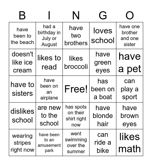 September BINGO Card