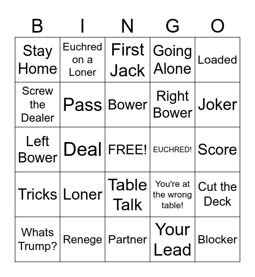 Euchre Bingo! Bingo Card