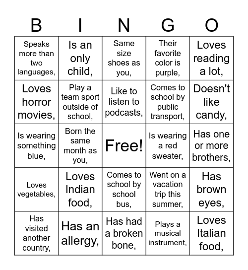 Find someone who… Bingo Card