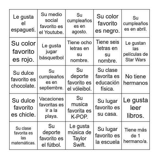 Encuentra a alguien que.. Bingo Card