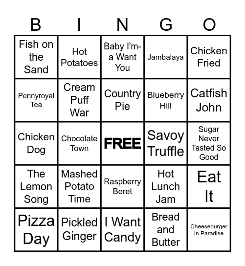 STG FOOD FIGHT! Bingo Card
