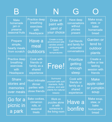 Cozy Vibes Bingo Card