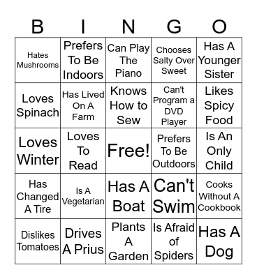 ICEBREAKER BINGO Card