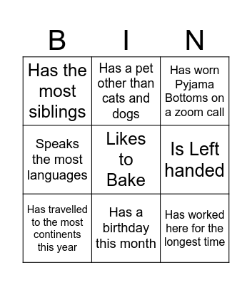 PEX Bingo Card