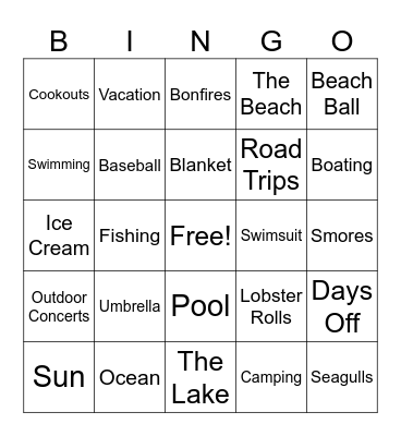 SUMMER Bingo Card