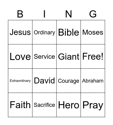 Family Worship Sunday Bingo Card Bingo Card