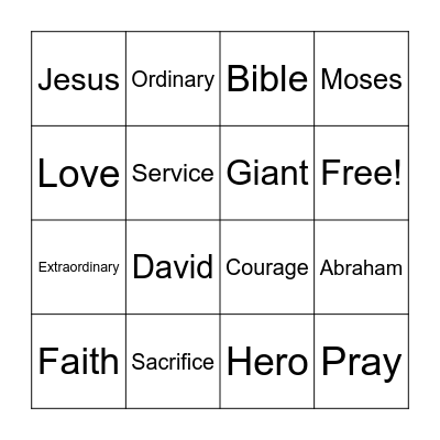 Family Worship Sunday Bingo Card Bingo Card