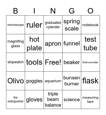 Science Tools Bing Bingo Card