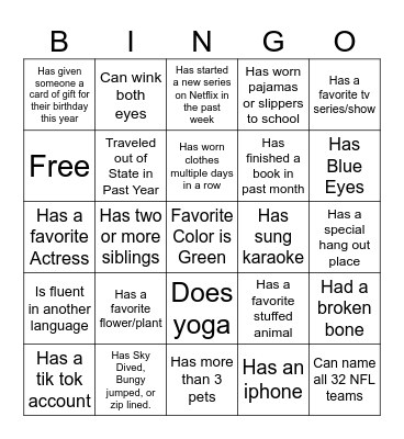 Ice-Ice Breaker! Bingo Card