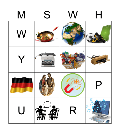 School subjects MSWH (Bilder) Bingo Card