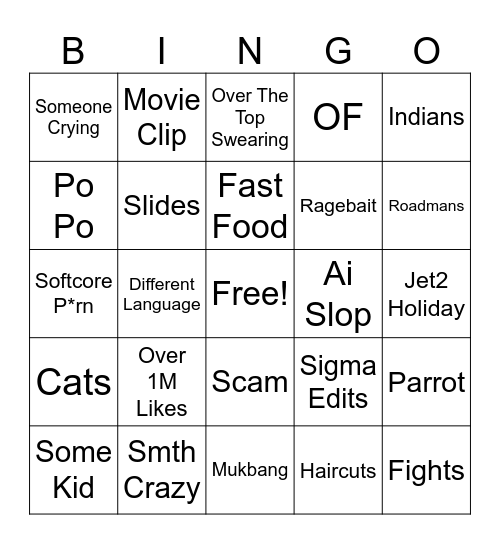 TikTok Bingo! Bingo Card