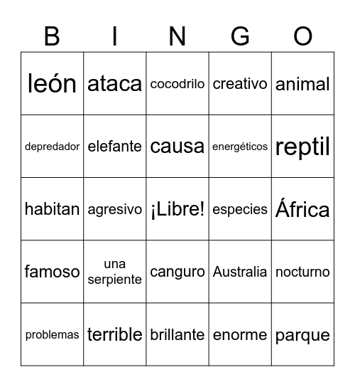 Lotería: Cognados Bingo Card