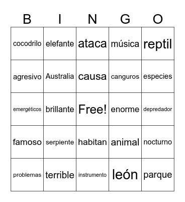 Lotería: Cognados Bingo Card