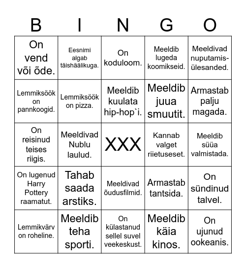 Tutvumisbingo !!! Bingo Card