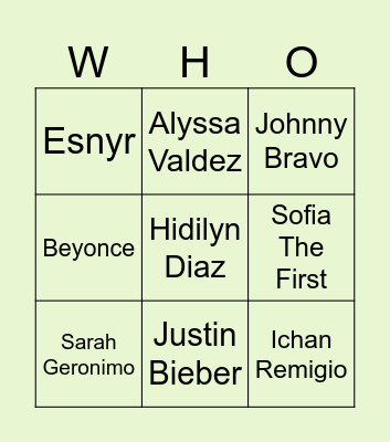 Who Am I? Bingo Card