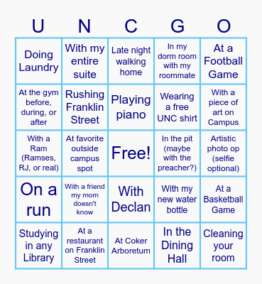 Selfie Bingo - all must include you! Bingo Card