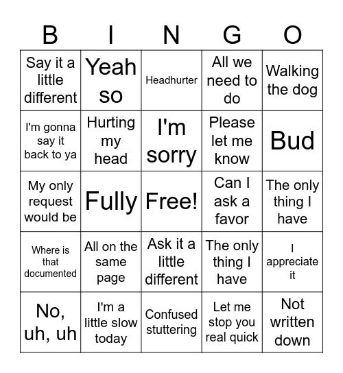 Catfish Bingo Card