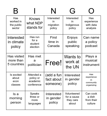 MPPGA HUMAN Bingo Card