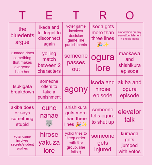 TETRO BINGO 2! Bingo Card