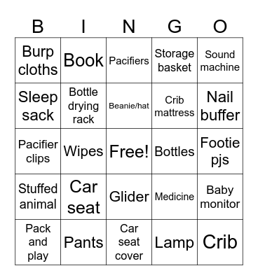 Baby Bingo Card
