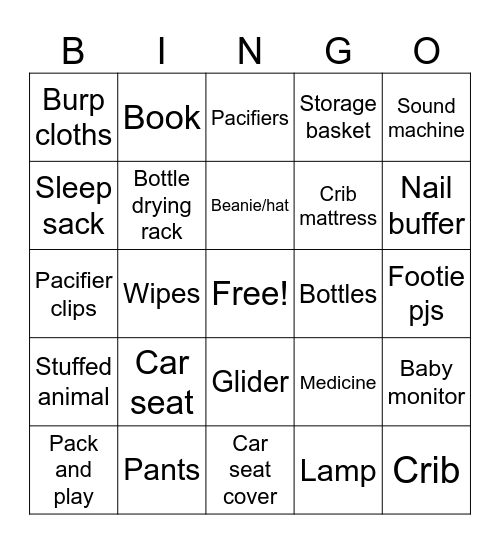 Baby Bingo Card