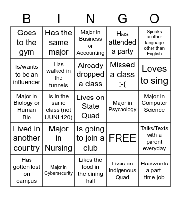 UUNI 120 Bingo Card