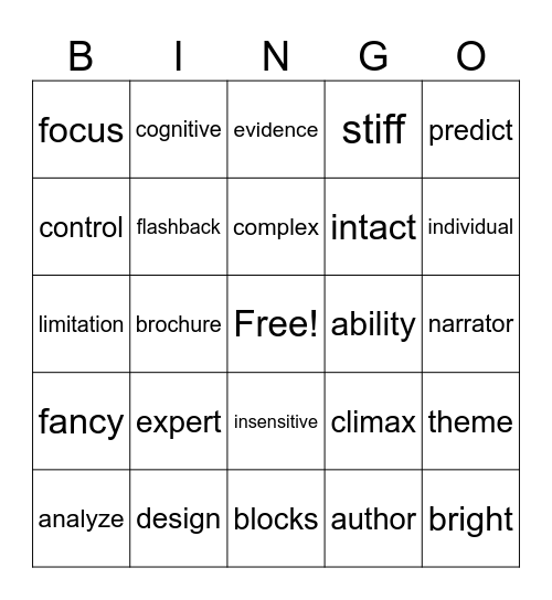 Academic & Key Vocabulary Bingo Card