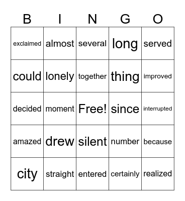 Sight Words 3rd & 4th Grade Bingo Card