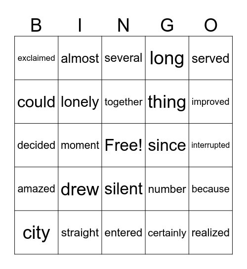 Sight Words 3rd & 4th Grade Bingo Card