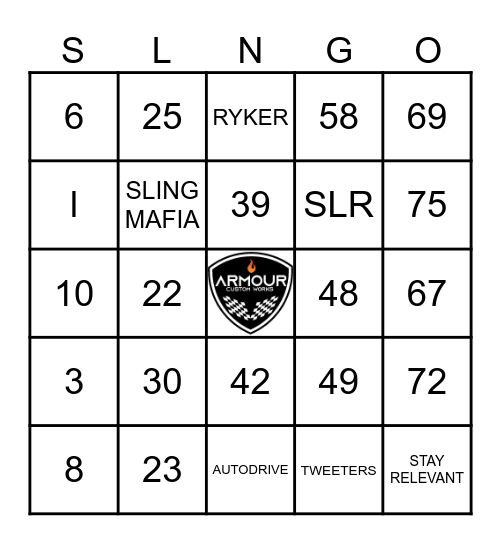 ARMOUR CUSTOM WORKS Bingo Card