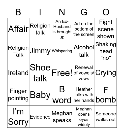 RHOC BINGO Card