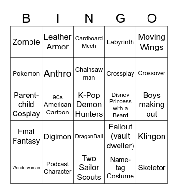 DragonCon Bingo Card