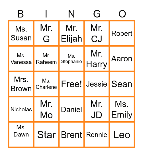 Classroom 2 Bingo Card