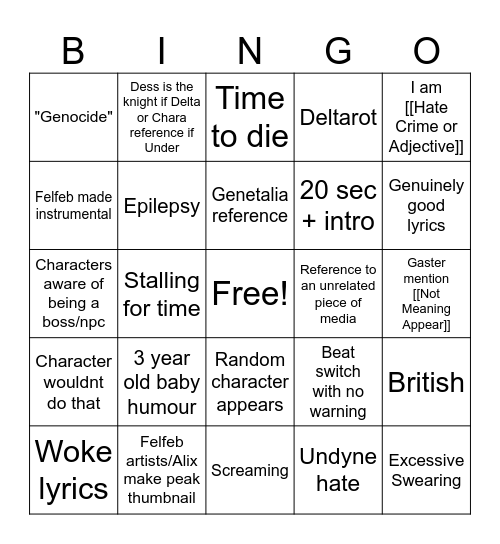 Felfeb Bingo Card