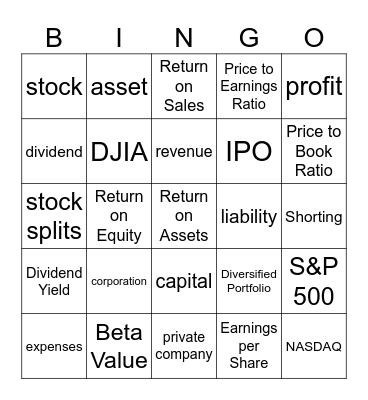 Intro to Investing Bingo Card