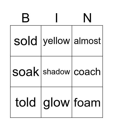 Gr 3 Week 4 Spelling Bingo Card