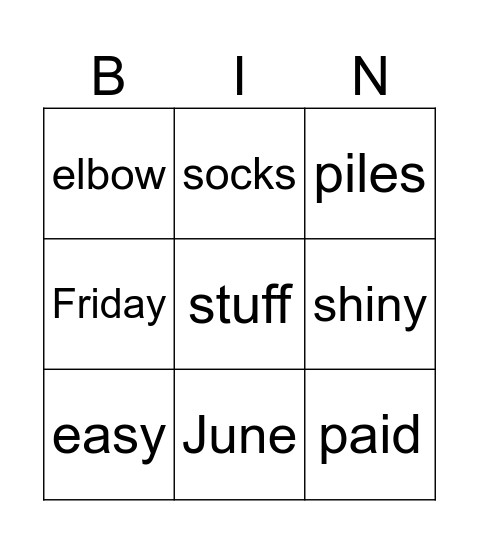 Gr 3 Week 6 Spelling Bingo Card