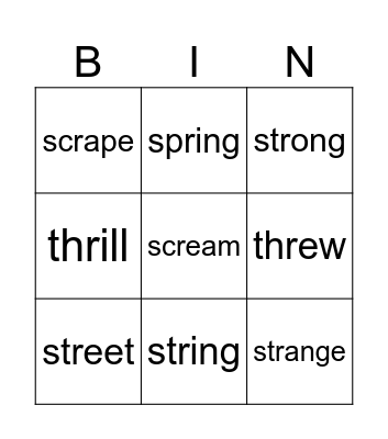 Gr 3 Week 7 Spelling Bingo Card
