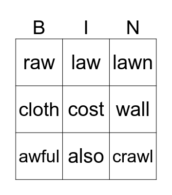Gr 3 Week 10 Spelling Bingo Card