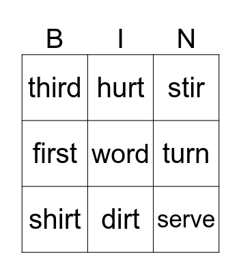 Gr 3 Week 15 Spelling Bingo Card