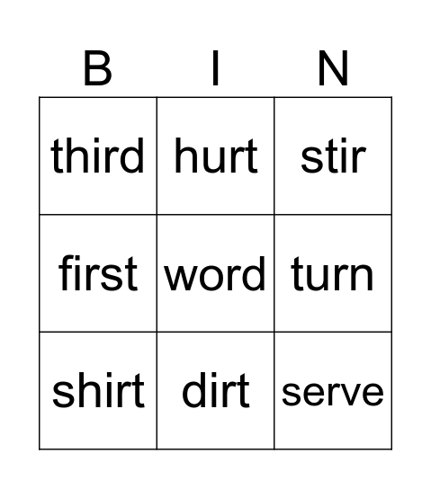 Gr 3 Week 15 Spelling Bingo Card