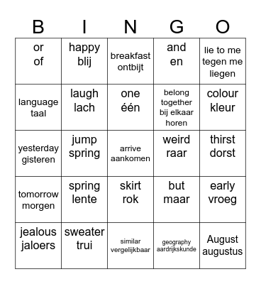 groep 7/8 Bingo Card