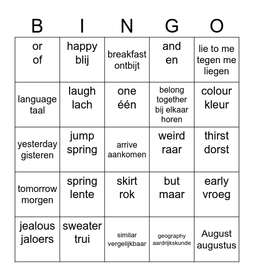 groep 7/8 Bingo Card