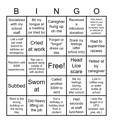 SSWIngo Bingo Card