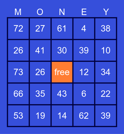 💰💰💰 Bingo Card