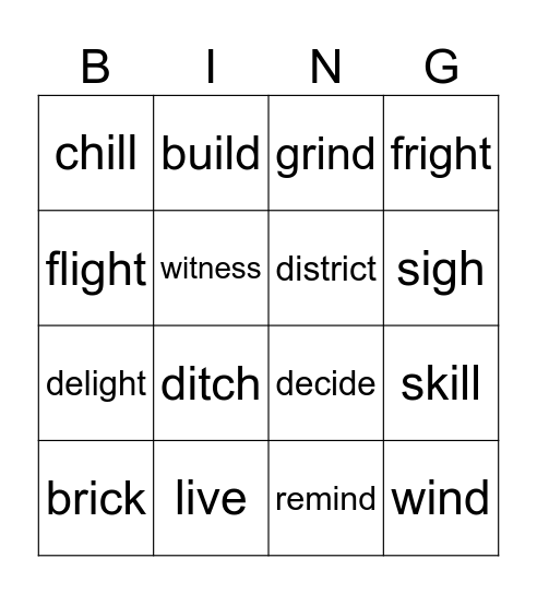 Gr 4 Week 3 Spelling Bingo Card