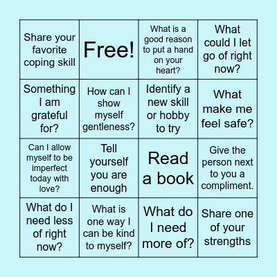 Self-Compassion Bingo Card
