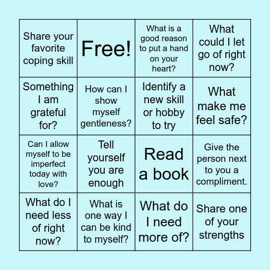 Self-Compassion Bingo Card