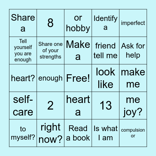 Self-Compassion Bingo Card